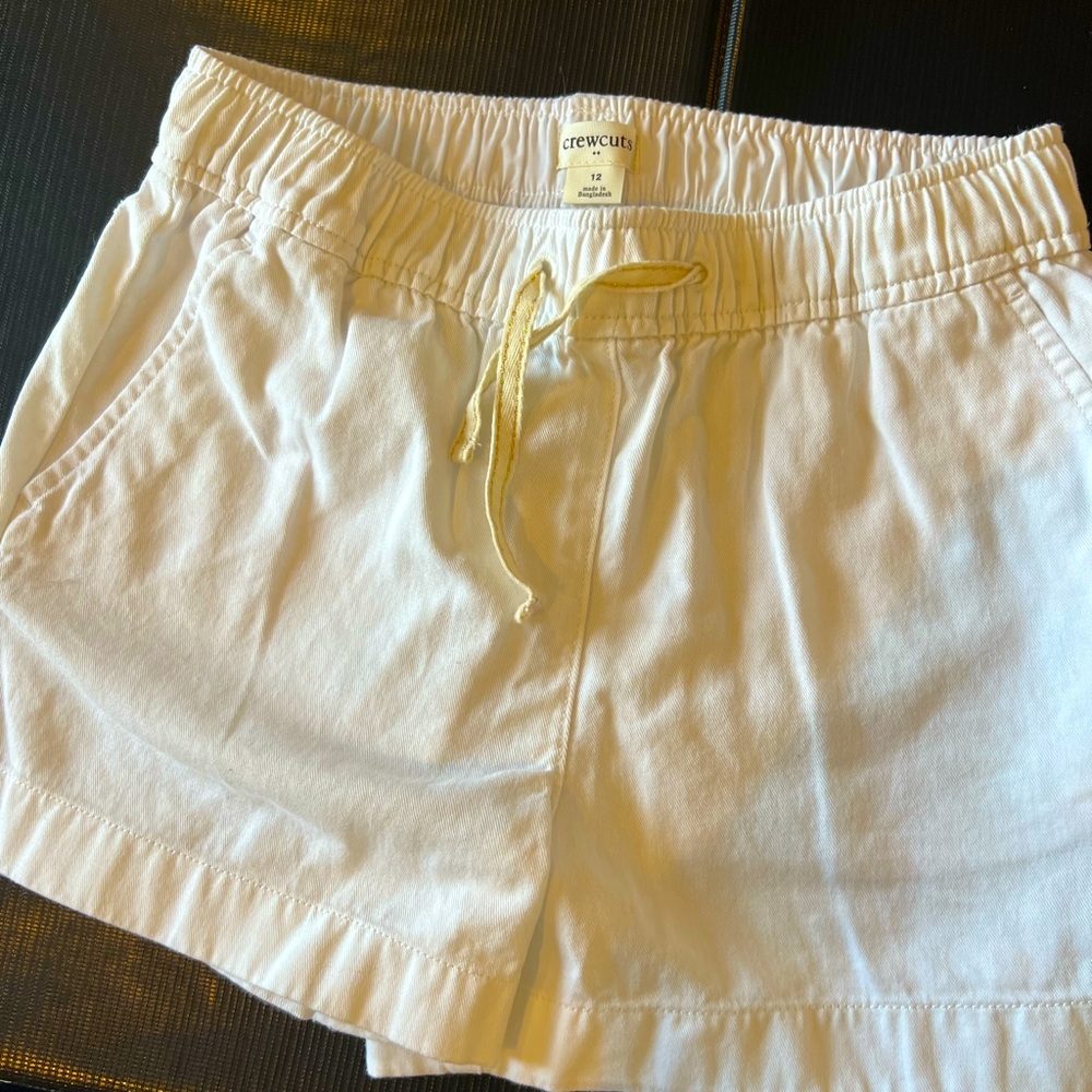 Crewcuts girls pull-on shorts.  Photo looks yellow - they are very white.